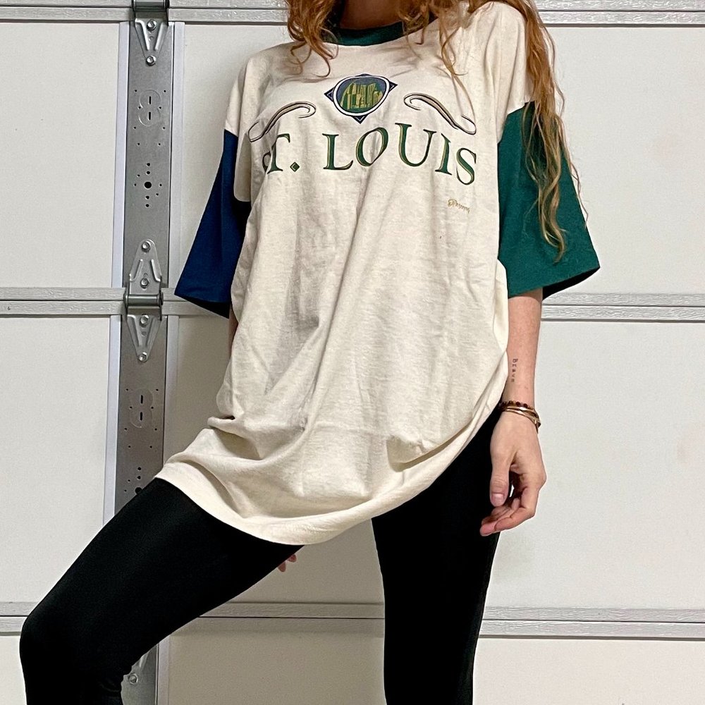 VTG 1993 H.I Miller Gold St. Louis Two Tone Tshirt sz XL